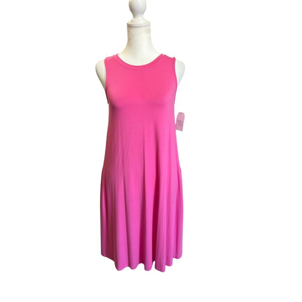 NWT TIme And Tru Women Pink Sleeveless knit swing Dress Size XS(0-2).